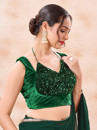 Velvet Sequence Dual Neck Partywear Blouse