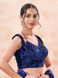 Velvet Sequence Dual Neck Partywear Blouse