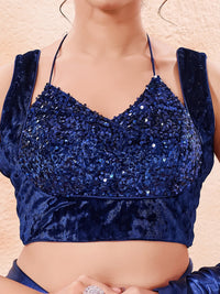 Velvet Sequence Dual Neck Partywear Blouse