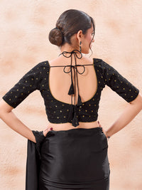 Vamas Polka Dots Zari Dual Neck Silk Blouse