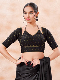 Vamas Polka Dots Zari Dual Neck Silk Blouse