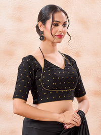 Vamas Polka Dots Zari Dual Neck Silk Blouse