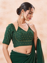 Vamas Polka Dots Zari Dual Neck Silk Blouse