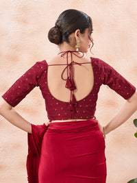 Vamas Polka Dots Zari Dual Neck Silk Blouse