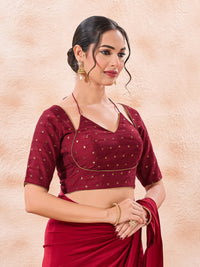 Vamas Polka Dots Zari Dual Neck Silk Blouse
