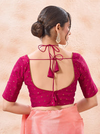 Vamas Polka Dots Zari Dual Neck Silk Blouse