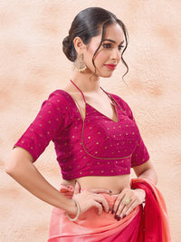 Vamas Polka Dots Zari Dual Neck Silk Blouse