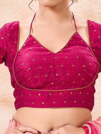 Vamas Polka Dots Zari Dual Neck Silk Blouse