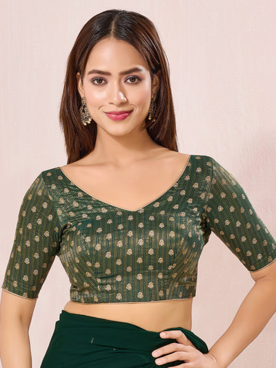 Vamas Signature V Neck Brocade Blouse