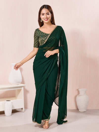 Vamas Signature V Neck Brocade Blouse