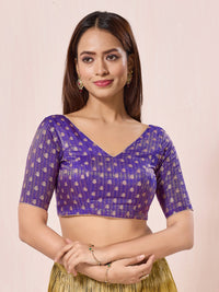 Vamas Signature V Neck Brocade Blouse