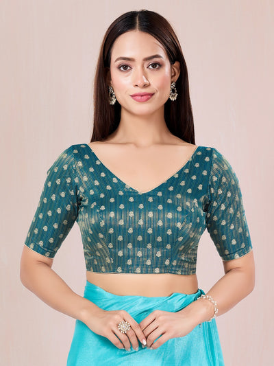 Vamas Signature V Neck Brocade Blouse