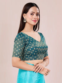 Vamas Signature V Neck Brocade Blouse