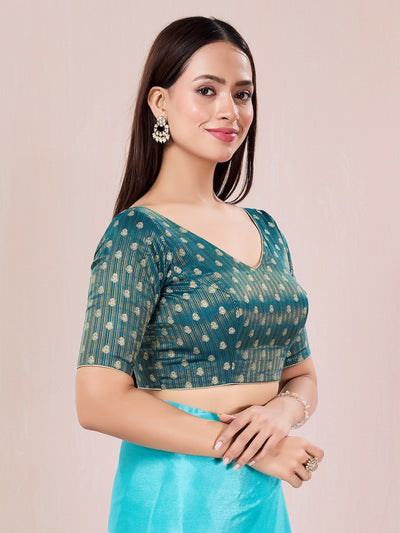 Vamas Signature V Neck Brocade Blouse