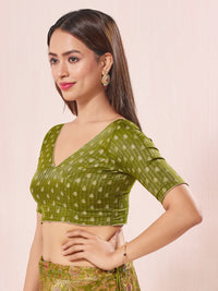 Vamas Signature V Neck Brocade Blouse