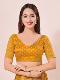 Vamas Signature V Neck Brocade Blouse