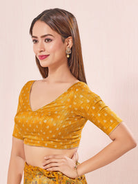 Vamas Signature V Neck Brocade Blouse