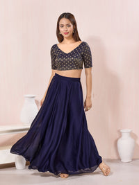 Vamas Signature V Neck Brocade Blouse