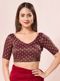 Vamas Signature V Neck Brocade Blouse