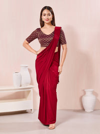 Vamas Signature V Neck Brocade Blouse