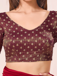 Vamas Signature V Neck Brocade Blouse