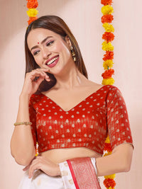 Vamas Signature V Neck Brocade Blouse