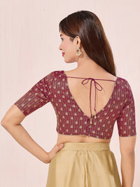 Vamas Signature V Neck Brocade Blouse