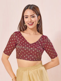 Vamas Signature V Neck Brocade Blouse