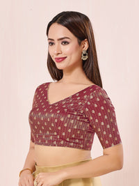 Vamas Signature V Neck Brocade Blouse