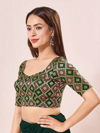Vamas Bandhani Brocade Elbow Sleeves Blouse