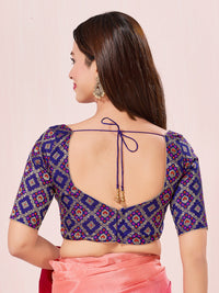 Vamas Bandhani Brocade Elbow Sleeves Blouse