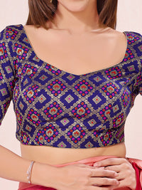 Vamas Bandhani Brocade Elbow Sleeves Blouse