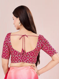 Vamas Bandhani Brocade Elbow Sleeves Blouse