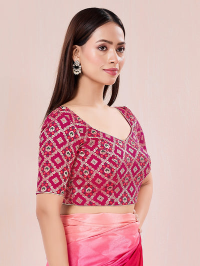 Vamas Bandhani Brocade Elbow Sleeves Blouse