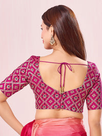 Vamas Bandhani Brocade Elbow Sleeves Blouse