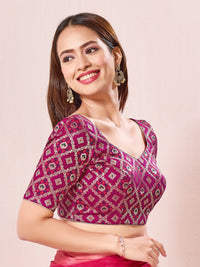 Vamas Bandhani Brocade Elbow Sleeves Blouse