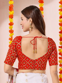 Vamas Bandhani Brocade Elbow Sleeves Blouse