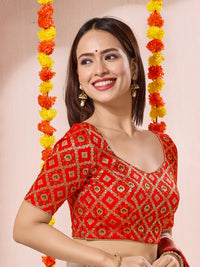 Vamas Bandhani Brocade Elbow Sleeves Blouse