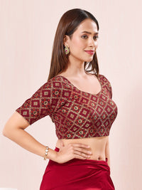Vamas Bandhani Brocade Elbow Sleeves Blouse
