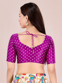 Vamas Red Gajji Silk Brocade Paan Neck Blouse