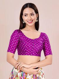 Vamas Red Gajji Silk Brocade Paan Neck Blouse