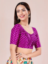 Vamas Red Gajji Silk Brocade Paan Neck Blouse