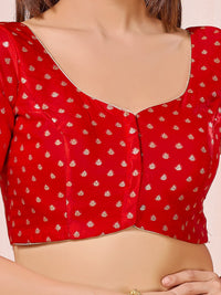Vamas Red Gajji Silk Brocade Paan Neck Blouse