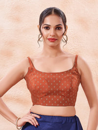 Vamas Reversible Blue With Rust Foil Printed Side Stretch Blouse