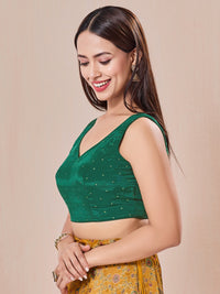 Vamas Pure Crepe Silk Paan Neckline Sleeveless Blouse