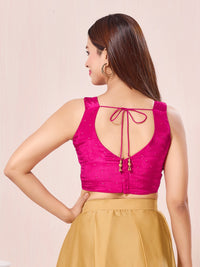 Vamas Pure Crepe Silk Paan Neckline Sleeveless Blouse