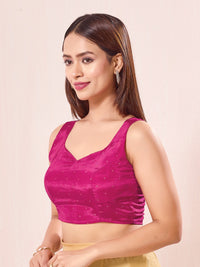 Vamas Pure Crepe Silk Paan Neckline Sleeveless Blouse