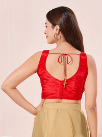 Vamas Pure Crepe Silk Paan Neckline Sleeveless Blouse