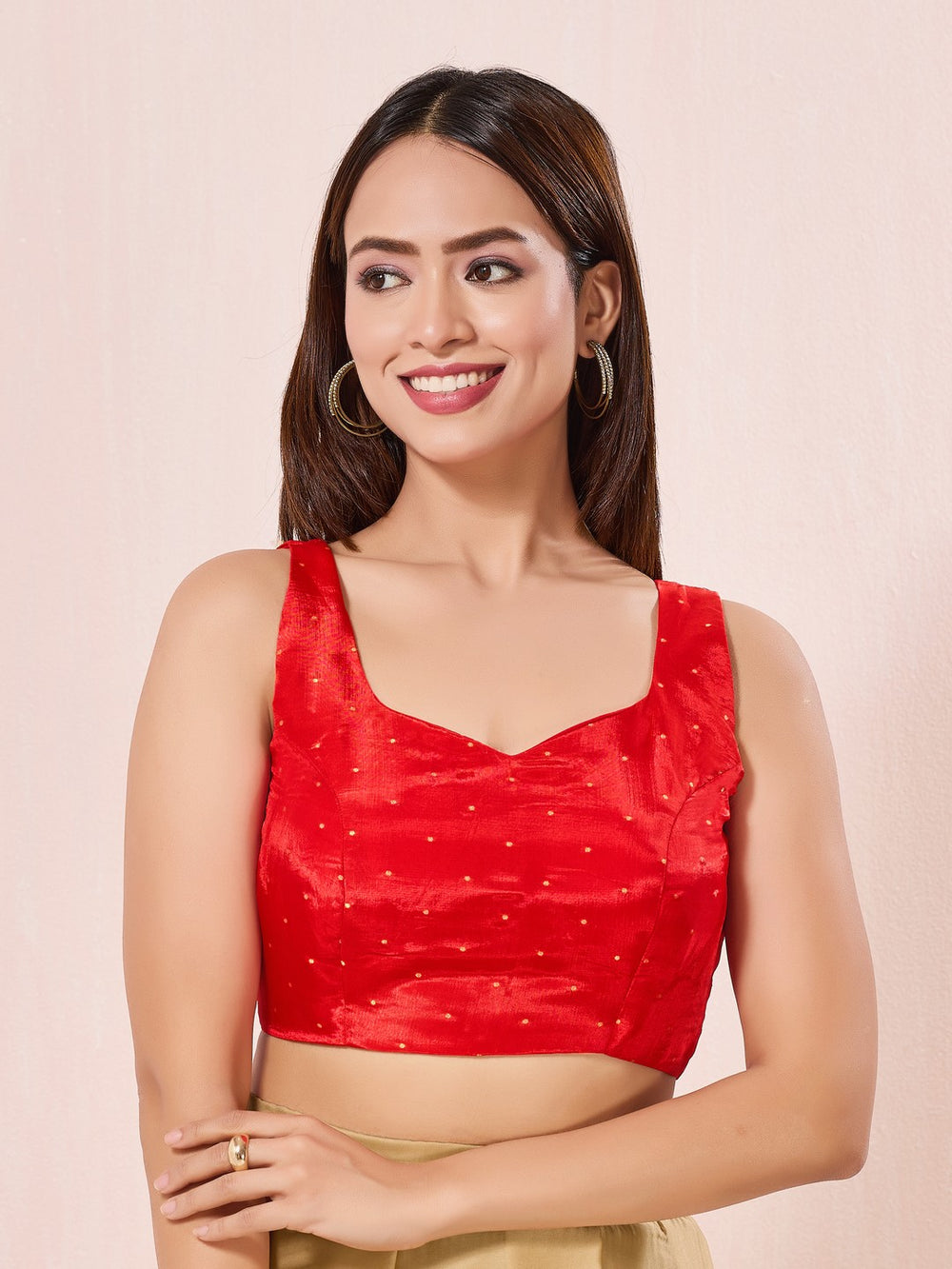 Vamas Pure Crepe Silk Paan Neckline Sleeveless Blouse