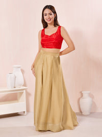 Vamas Pure Crepe Silk Paan Neckline Sleeveless Blouse